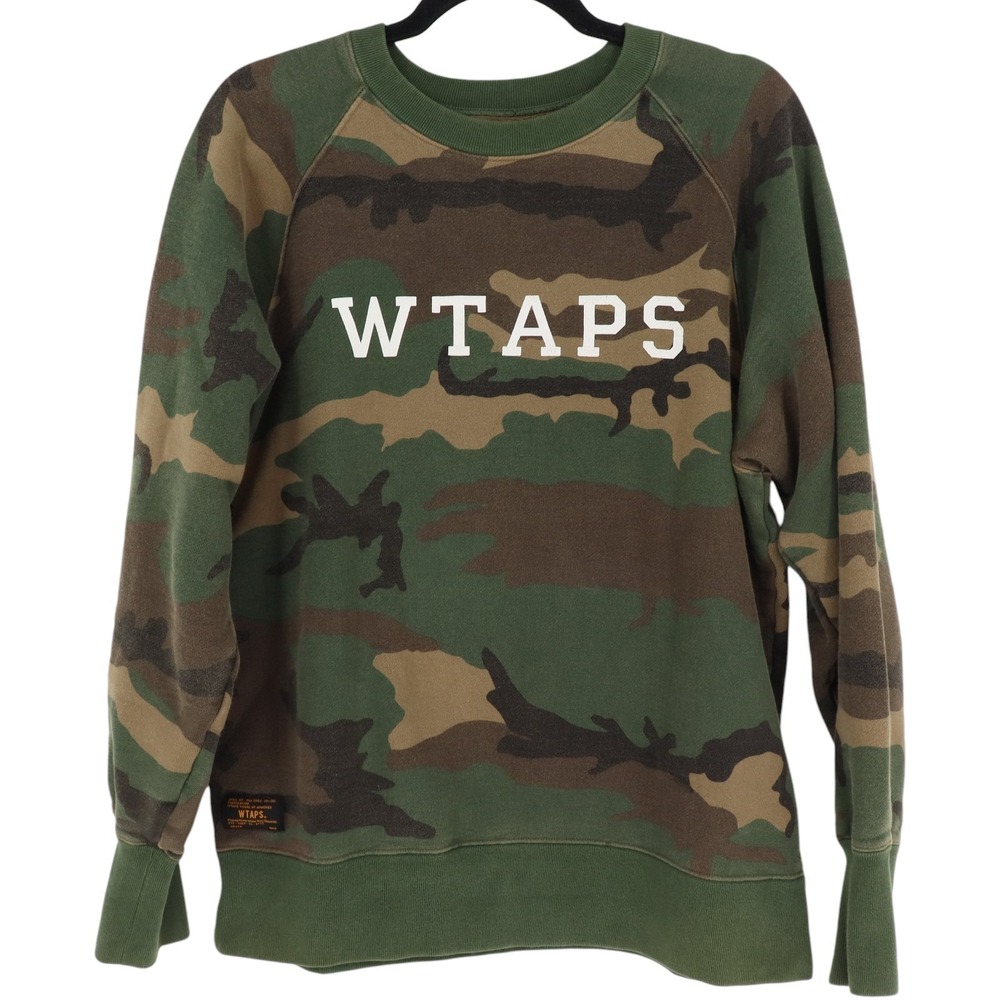 WTAPS Men's Green Camouflage Crewneck Sweatshirt Size M Long Sleeve Pullover